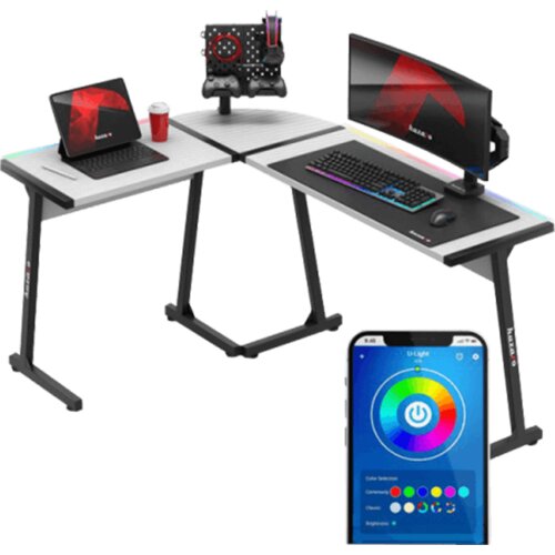 Huzaro gaming ugaoni sto hero 6.0 rgb white Slike