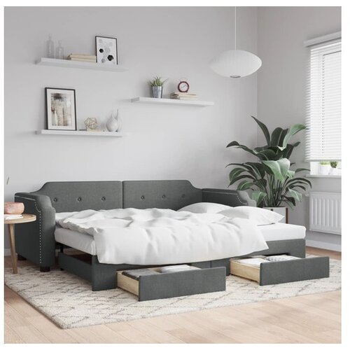 VidaXL Izvlečna dnevna postelja s predali temno siva 80x200 Slike