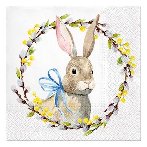  Decoupage salvete - Rabbit with Catkins - 1kom Slike