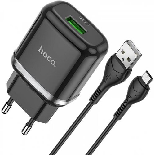 Hoco pametni hišni polnilec n3 18w z 3.0 qc usb vtičem in s polnilnim kablom microusb črn Cene