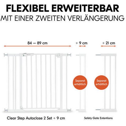 Hauck za&amp;scaron;titna ograda Clear Step 2 Set (75 - 80 cm) + 9 cm produžetak Bijela Slike