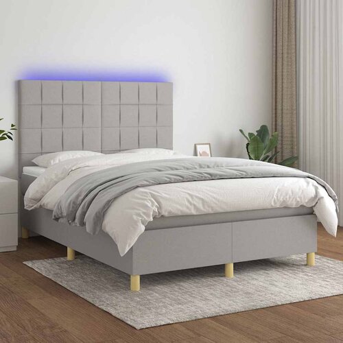  box spring s madracem LED svjetlosivi 140x190 cm tkanina Cijene
