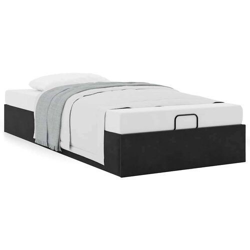 VidaXL otomanski okvir kreveta bez madraca crni 90x200 cm bar&amp;scaron;unasti Slike