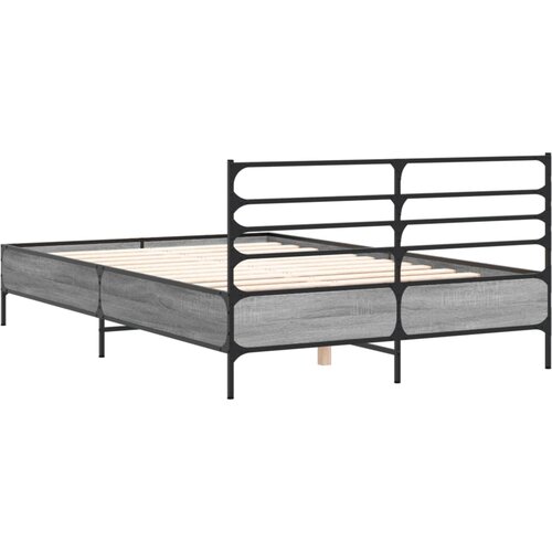  Okvir za krevet boja hrasta 120x190cm konstruirano drvo i metal Siva 120 x 190 cm Slike
