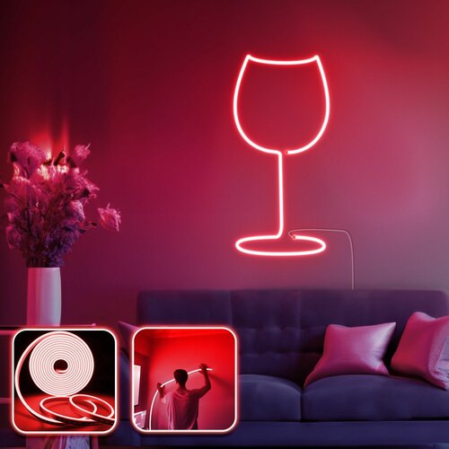 Opviq wine glass - medium - red red decorative wall led lighting Slike