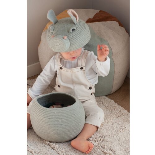 Lorena Canals Svetlo modra tekstilna otro&amp;scaron;ka &amp;scaron;katla za shranjevanje &amp;oslash; 25x30 cm Henry the Hippo &amp;ndash; Slike