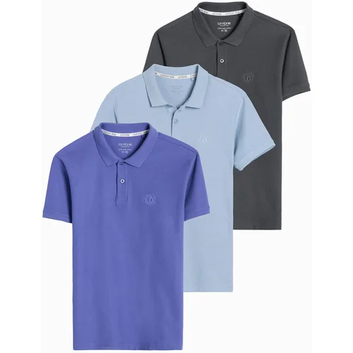 Ombre Set of men's pique knit polo shirts 3-pack