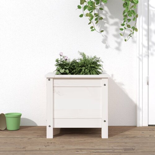 VidaXL Vrtno cvetlično korito belo 40x40x39 cm trdna borovina Slike