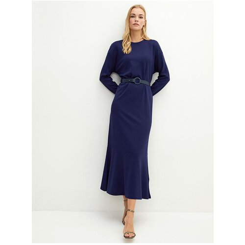 LC Waikiki Crew Neck Belt Detailed Long Sleeve A-Cut Ponte Fabric Women's Dress. Cijene