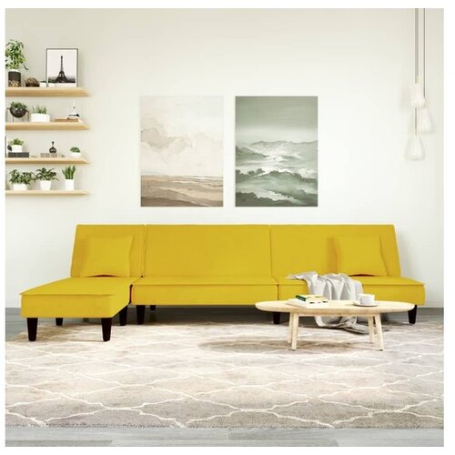VidaXL Kutna garnitura na razvlačenje žuta 255x140x70 cm bar&amp;scaron;unasta Slike