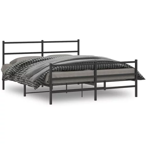 vidaXL Kovinski posteljni okvir z vzglavjem in vznožjem črn 160x200 cm