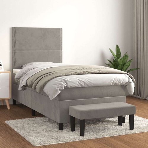 Box spring krevet s madracem svjetlosivi 100x200 cm baršunasti Cijene