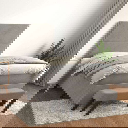 Box spring krevet s madracem svjetlosivi 100x200 cm bar&amp;scaron;unasti Slike