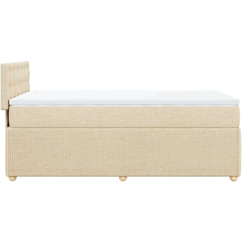 vidaXL Box spring postelja z vzmetnico krem 90x200 cm blago Cene