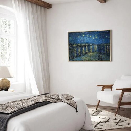  Slika - Vincent van Gogh &amp;ndash; Starry Night Over the Rh&amp;ocirc;ne 60x40 U prirodnom drvenom okviru Slike
