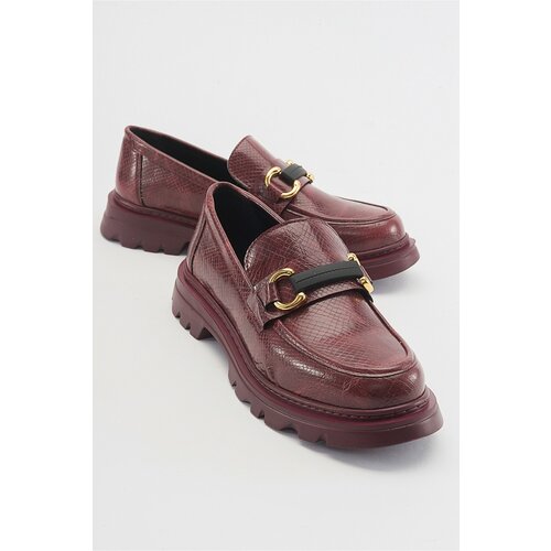 LuviShoes FRAS Women's Claret Red Patterned Loafers Cene