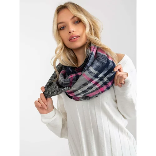 Fashion Hunters Gray and pink women's checkered winter snood