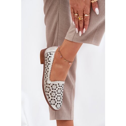 S. BARSKI Leather Perforated Women's Moccasins S.Barski Cene