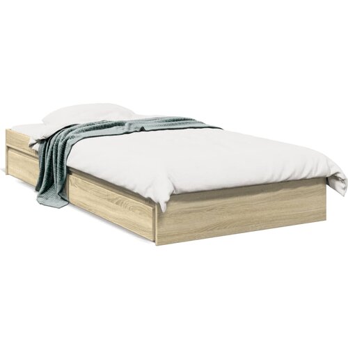 vidaXL Posteljni okvir s predali sonoma hrast 75x190 cm inženirski les Cene