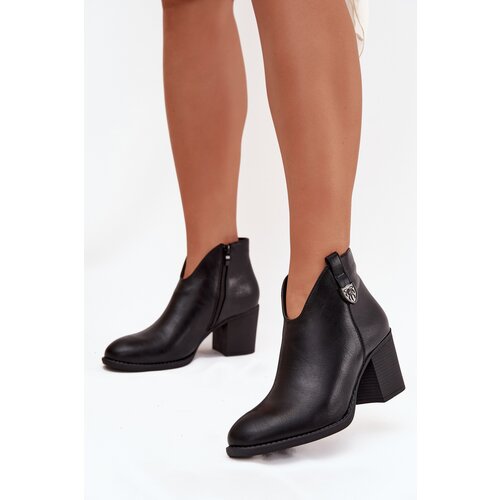 Boto Insulated Women&amp;#039;s Ankle Boots On Heel From Eco Leather Black Talienne Slike