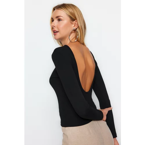 Trendyol Black Soft Fabric Backless Fitted/Flexible Knitted Blouse