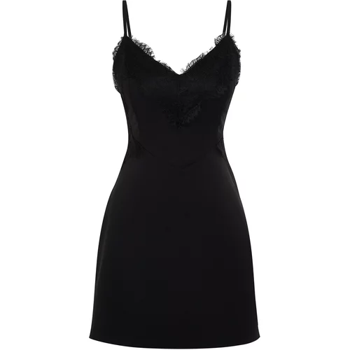 Trendyol Black Lace Detailed Elegant Evening Dress