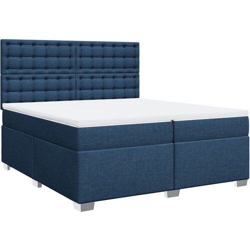 VidaXL Krevet s oprugama i madracem plavi 200 x 200 cm od tkanine Slike