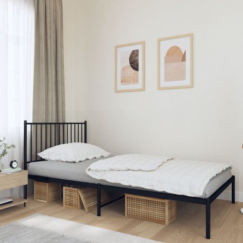 The Living Store Kovinski posteljni okvir z vzglavjem črn 100x200 cm - Posteljni Okvir, (21524454) Slike