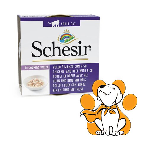 Schesir cat piletina,govedina,pirinač u sopstvenom soku 85g Slike