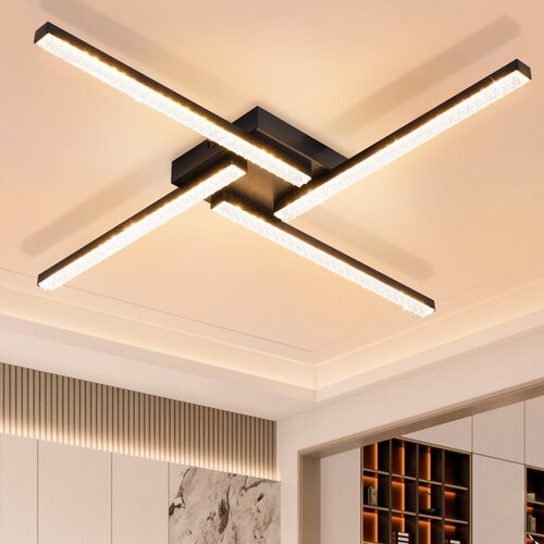 Nettlife LED stropna svetilka za dnevno sobo, črna, 20W, moderna, kristalna, kovinska, 3000K, (22111345) Cene