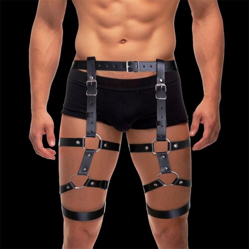 INTOYOU BDSM Line Fabian Leg & Waist Bondage Harness Black Cene