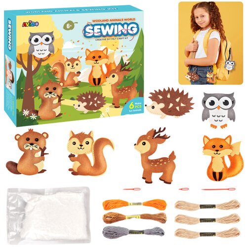 Creative Set of Embroidery Felt Forest Animals 6pcs Slike