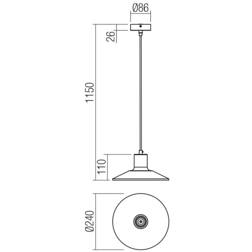  Redo 01-4054 - Visilica na sajli FRESNO 1xE27/42W/230V prečnik 24 cm Slike