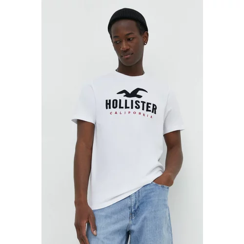 Hollister Co. Bombažna kratka majica moški, bela barva