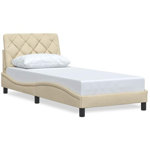 Maison Chic Posteljni okvir - Enojna postelja - Postelja za odrasle brez vzmetnice Cream 80x200 cm Tkanina-J7074, (21773964) Slike