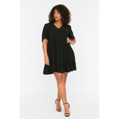 Trendyol ženska haljina Curve Black Pleated Cene