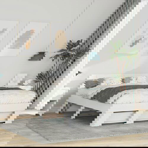 vidaXL Konstrukcija postelje Bela 135 x 190 cm Masivno borovo les Cene