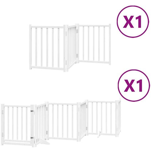 vidaXL Ograda za pse z vrati zložljiva 9 panelov bela 450 cm les Cene