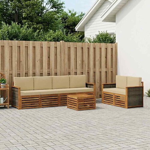  Set vanjskih sofa 7 kom. Prirodna i bež Čvrsto drvo akacije Cijene