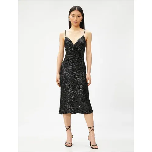 Koton sequined evening dress midi length draped