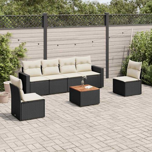  7-dijelni set vrtnih sofa od poliratana s jastucima crni Cijene