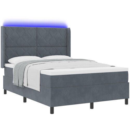 vidaXL Box Spring Postelja z Mattresom in LED Siva 160x200 cm Žamet Cene