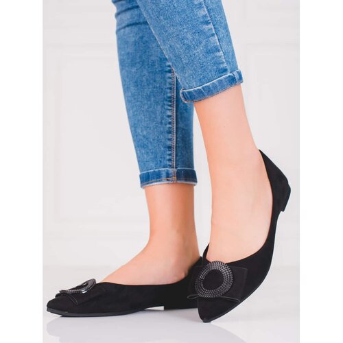 SHELOVET Suede ballerinas women black Slike