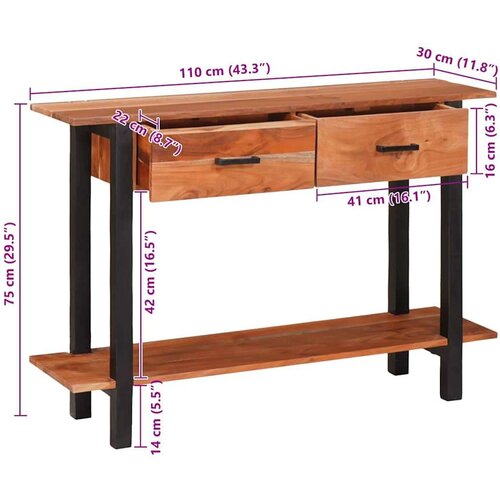 VidaXL Konzolna stolica Smeđa 110 x 30 x 75 cm Masivno bagremovo drvo Slike