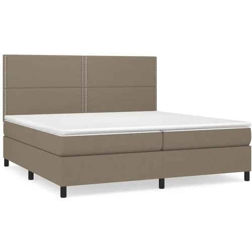 vidaXL Box spring postelja z vzmetnico taupe 200x200 cm blago, (20851611)