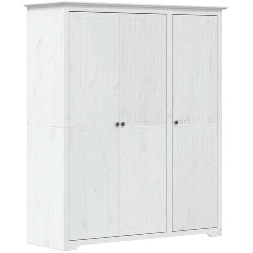 VidaXL Garderobna omara BODO bela 151,5x52x176,5 cm trdna borovina Slike