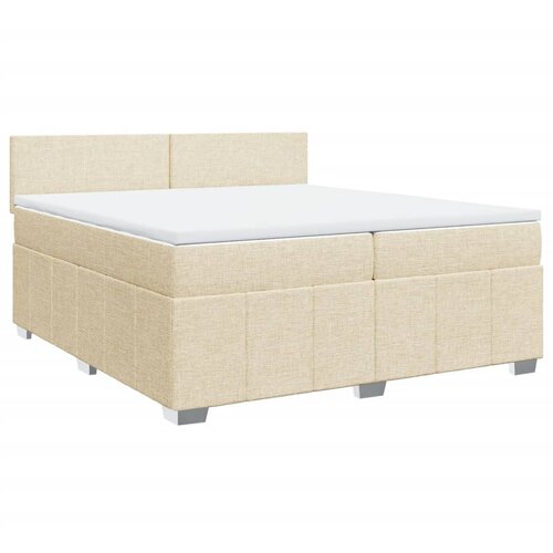vidaXL Box spring postelja z vzmetnico krem 200x200 cm blago, (21307907) Cene