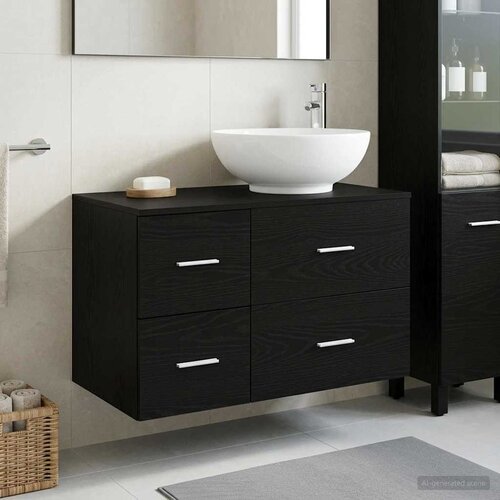  Set namještaja za kupaonicu 2 kom. Crni hrast Konstruirano drvo Crna 49,5 x 44,5 x 80 cm Cene