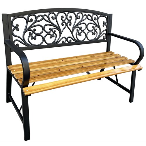 AKORD NERINA BLACK GARDEN BENCH / NATURAL WOOD, (21713906) Slike