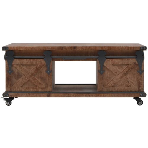  Stolić za kavu od masivne jelovine 91 x 51 x 38 cm smeđi Slike